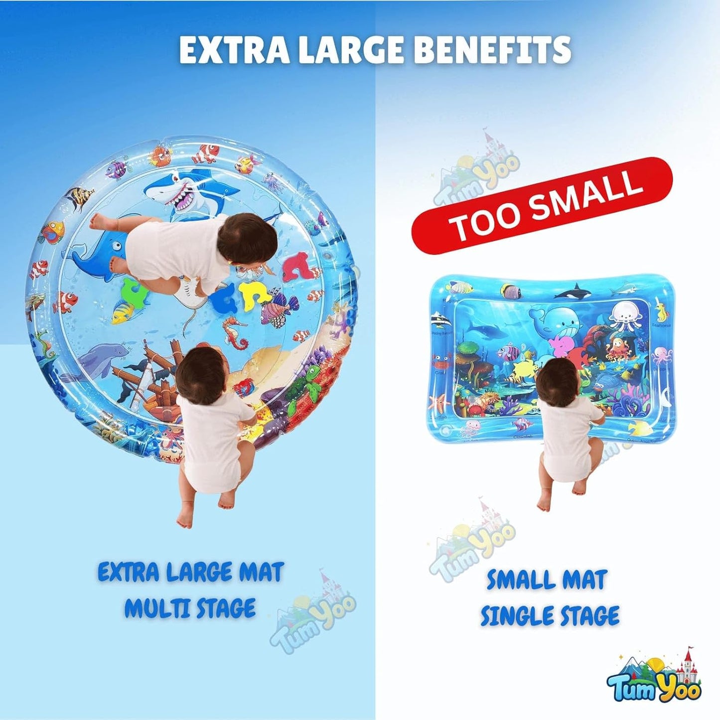 Baby Kids Water Mat Toys Inflatable Tummy Time Leakproof Water Mat