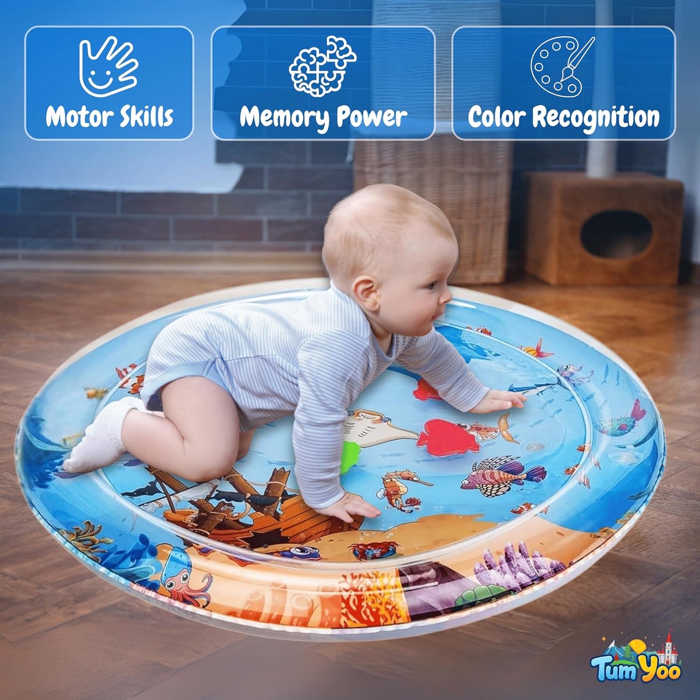 Baby Kids Water Mat Toys Inflatable Tummy Time Leakproof Water Mat