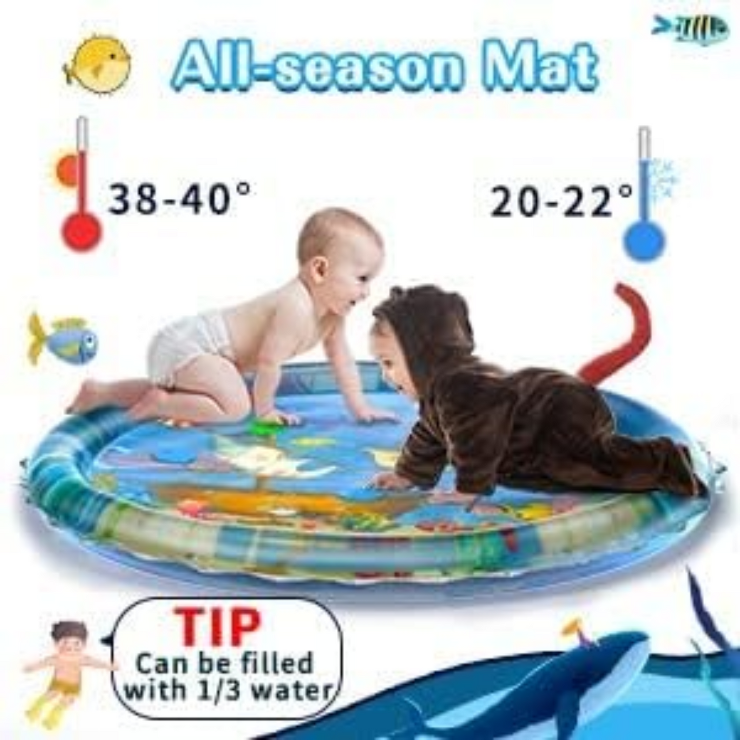 Baby Kids Water Mat Toys Inflatable Tummy Time Leakproof Water Mat