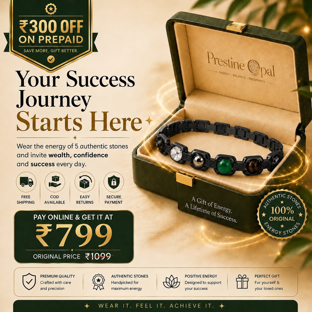 Rinmukteshwar Siddh Metal Dhan Yog™ Bracelet – Gold Plated