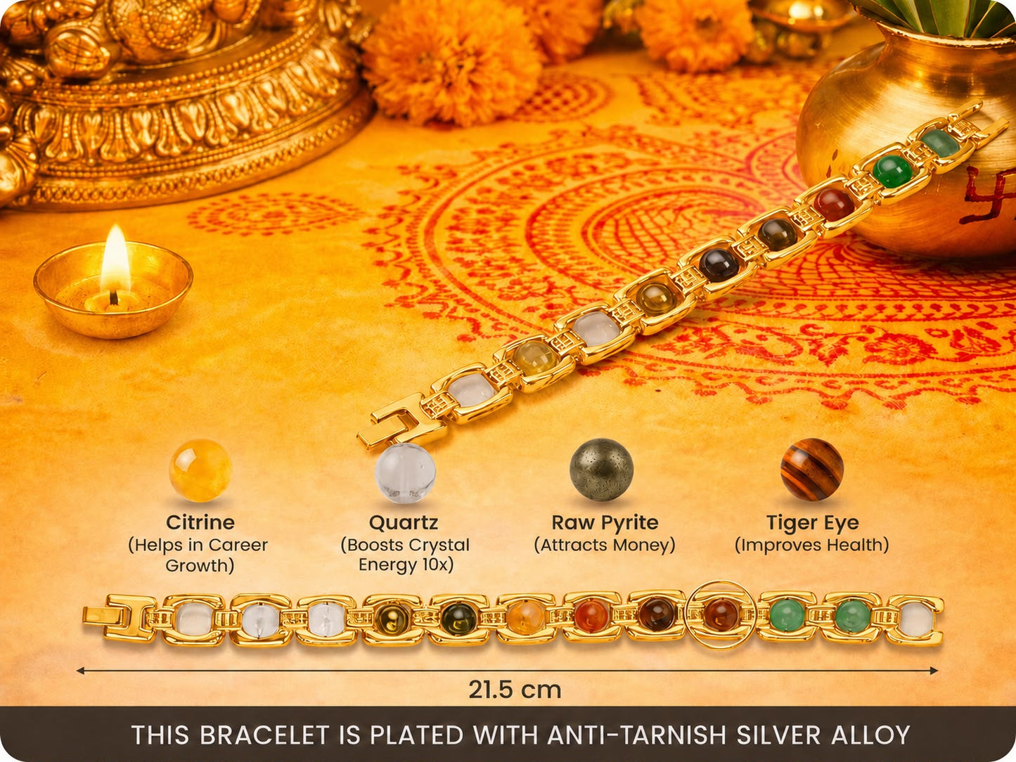Rinmukteshwar Siddh Metal Dhan Yog™ Bracelet – Gold Plated